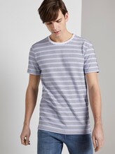 Gemustertes T-Shirt - Männer - white blue jacquard stripe Gemustertes T-Shirt - Männer - white blue jacquard stripe - 5 - TOM TAILOR Denim