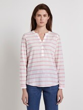 gestreifte Henley-Bluse - Frauen - white coral stripe gestreifte Henley-Bluse - Frauen - white coral stripe - 1 - TOM TAILOR Denim