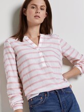 gestreifte Henley-Bluse - Frauen - white coral stripe gestreifte Henley-Bluse - Frauen - white coral stripe - 5 - TOM TAILOR Denim