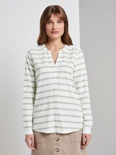 gestreifte Henley-Bluse - Frauen - white olive stripe gestreifte Henley-Bluse - Frauen - white olive stripe - 1 - TOM TAILOR Denim