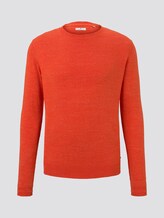 Strickpullover aus Leinengemisch - Männer - red off white injected mel Strickpullover aus Leinengemisch - Männer - red off white injected mel - 7 - TOM TAILOR
