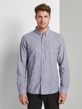 Hemd aus Leinengemisch - Männer - navy white stripe Hemd aus Leinengemisch - Männer - navy white stripe - 1 - TOM TAILOR