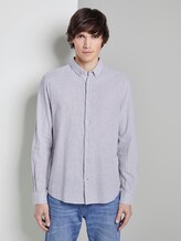 Shirt made of linen blend - Men - light grey white stripe Shirt made of linen blend - Men - light grey white stripe - 1 - TOM TAILOR