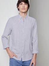 Shirt made of linen blend - Men - light grey white stripe Shirt made of linen blend - Men - light grey white stripe - 5 - TOM TAILOR