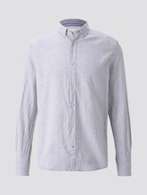 Shirt made of linen blend - Men - light grey white stripe Shirt made of linen blend - Men - light grey white stripe - 7 - TOM TAILOR