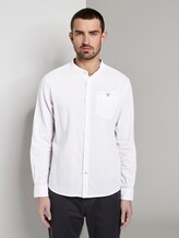 Hemd mit Mao-Kragen aus Leinengemisch - Männer - White Hemd mit Mao-Kragen aus Leinengemisch - Männer - White - 1 - TOM TAILOR
