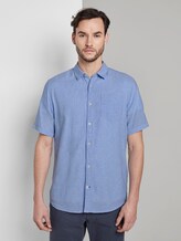Kurzarmhemd aus Leinengemisch - Männer - Sky Blue Chambray Kurzarmhemd aus Leinengemisch - Männer - Sky Blue Chambray - 1 - TOM TAILOR