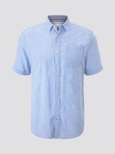 Kurzarmhemd aus Leinengemisch - Männer - Sky Blue Chambray Kurzarmhemd aus Leinengemisch - Männer - Sky Blue Chambray - 7 - TOM TAILOR