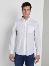 Checked shirt with a piped pocket - Men - white base green yellow stripe Checked shirt with a piped pocket - Men - white base green yellow stripe - 1 - TOM TAILOR