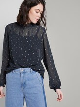 Chiffon Bluse mit Raffungen - Frauen - navy minimal print Chiffon Bluse mit Raffungen - Frauen - navy minimal print - 5 - TOM TAILOR Denim
