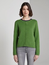 Kurzer Cardigan mit Struktur - Frauen - sundried turf green Kurzer Cardigan mit Struktur - Frauen - sundried turf green - 1 - TOM TAILOR