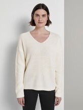 Pullover mit V-Ausschnitt - Frauen - Whisper White Pullover mit V-Ausschnitt - Frauen - Whisper White - 1 - TOM TAILOR