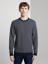 Structured knitted jumper - Men - navy mini structured stripe Structured knitted jumper - Men - navy mini structured stripe - 1 - TOM TAILOR Denim
