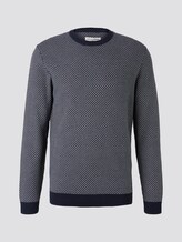 Structured knitted jumper - Men - navy mini structured stripe Structured knitted jumper - Men - navy mini structured stripe - 7 - TOM TAILOR Denim
