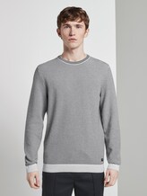 Structured knitted jumper - Men - mini structured stripe Structured knitted jumper - Men - mini structured stripe - 1 - TOM TAILOR Denim