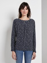 Printed blouse with an elastic waistband - Women - navy green flower design Printed blouse with an elastic waistband - Women - navy green flower design - 1 - TOM TAILOR
