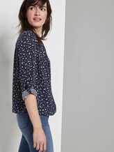 Printed blouse with an elastic waistband - Women - navy green flower design Printed blouse with an elastic waistband - Women - navy green flower design - 5 - TOM TAILOR