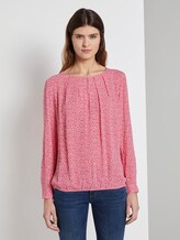 Gemusterte Bluse mit elastischem Bund - Frauen - pink offwhite floral minimal Gemusterte Bluse mit elastischem Bund - Frauen - pink offwhite floral minimal - 1 - TOM TAILOR