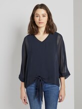Kimono-Bluse im Materialmix - Frauen - Sky Captain Blue Kimono-Bluse im Materialmix - Frauen - Sky Captain Blue - 1 - TOM TAILOR