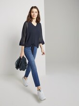 Kimono-Bluse im Materialmix - Frauen - Sky Captain Blue Kimono-Bluse im Materialmix - Frauen - Sky Captain Blue - 3 - TOM TAILOR