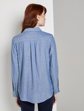 Double-sided cotton shirt-blouse - Women - Kentucky Blue Melange Double-sided cotton shirt-blouse - Women - Kentucky Blue Melange - 2 - TOM TAILOR