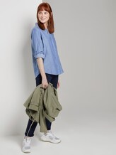 Double-sided cotton shirt-blouse - Women - Kentucky Blue Melange Double-sided cotton shirt-blouse - Women - Kentucky Blue Melange - 3 - TOM TAILOR
