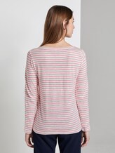 Gestreiftes Langarmshirt mit Print - Frauen - offwhite pink stripe Gestreiftes Langarmshirt mit Print - Frauen - offwhite pink stripe - 2 - TOM TAILOR