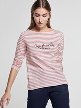 Gestreiftes Langarmshirt mit Print - Frauen - offwhite pink stripe Gestreiftes Langarmshirt mit Print - Frauen - offwhite pink stripe - 5 - TOM TAILOR