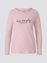 Gestreiftes Langarmshirt mit Print - Frauen - offwhite pink stripe Gestreiftes Langarmshirt mit Print - Frauen - offwhite pink stripe - 7 - TOM TAILOR