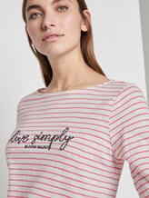 Gestreiftes Langarmshirt mit Print - Frauen - offwhite pink stripe Gestreiftes Langarmshirt mit Print - Frauen - offwhite pink stripe - 9 - TOM TAILOR