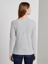 Gestreiftes Langarmshirt mit Print - Frauen - offwhite navy stripe Gestreiftes Langarmshirt mit Print - Frauen - offwhite navy stripe - 2 - TOM TAILOR