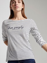 Gestreiftes Langarmshirt mit Print - Frauen - offwhite navy stripe Gestreiftes Langarmshirt mit Print - Frauen - offwhite navy stripe - 5 - TOM TAILOR