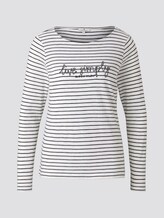 Gestreiftes Langarmshirt mit Print - Frauen - offwhite navy stripe Gestreiftes Langarmshirt mit Print - Frauen - offwhite navy stripe - 7 - TOM TAILOR