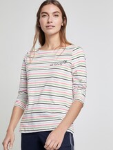 Gestreiftes Langarmshirt mit Print - Frauen - offwhite multicolor stripe Gestreiftes Langarmshirt mit Print - Frauen - offwhite multicolor stripe - 5 - TOM TAILOR