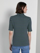 Gestreiftes T-Shirt mit Rollkragen - Frauen - navy pistachio stripe Gestreiftes T-Shirt mit Rollkragen - Frauen - navy pistachio stripe - 2 - TOM TAILOR