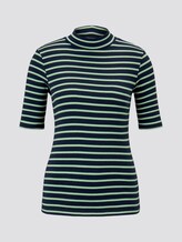 Gestreiftes T-Shirt mit Rollkragen - Frauen - navy pistachio stripe Gestreiftes T-Shirt mit Rollkragen - Frauen - navy pistachio stripe - 7 - TOM TAILOR