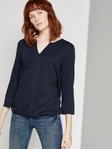 Gemustertes Shirt mit elastischem Bund - Frauen - Sky Captain Blue Gemustertes Shirt mit elastischem Bund - Frauen - Sky Captain Blue - 5 - TOM TAILOR