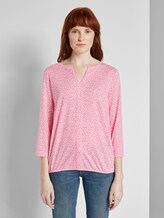 Gemustertes Shirt mit elastischem Bund - Frauen - pink offwhite floral minimal Gemustertes Shirt mit elastischem Bund - Frauen - pink offwhite floral minimal - 1 - TOM TAILOR