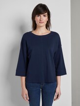 Baumwollshirt mit Kontrastnähten - Frauen - Sky Captain Blue Baumwollshirt mit Kontrastnähten - Frauen - Sky Captain Blue - 1 - TOM TAILOR