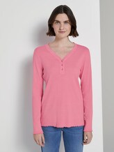 Langarm Henley-Shirt in Ripp-Optik - Frauen - charming pink Langarm Henley-Shirt in Ripp-Optik - Frauen - charming pink - 1 - TOM TAILOR