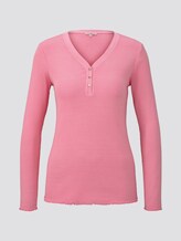 Langarm Henley-Shirt in Ripp-Optik - Frauen - charming pink Langarm Henley-Shirt in Ripp-Optik - Frauen - charming pink - 7 - TOM TAILOR