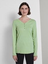 Langarm Henley-Shirt in Ripp-Optik - Frauen - light pistachio green Langarm Henley-Shirt in Ripp-Optik - Frauen - light pistachio green - 1 - TOM TAILOR