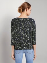 Gemustertes Shirt mit elastischem Bund - Frauen - navy green flower design Gemustertes Shirt mit elastischem Bund - Frauen - navy green flower design - 2 - TOM TAILOR