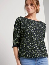 Gemustertes Shirt mit elastischem Bund - Frauen - navy green flower design Gemustertes Shirt mit elastischem Bund - Frauen - navy green flower design - 5 - TOM TAILOR