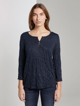 Patterned shirt in a crincle look - Women - Sky Captain Blue Patterned shirt in a crincle look - Women - Sky Captain Blue - 1 - TOM TAILOR
