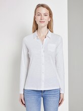 Hemdbluse mit seitlichem Ripp-Einsatz - Frauen - Whisper White Hemdbluse mit seitlichem Ripp-Einsatz - Frauen - Whisper White - 1 - TOM TAILOR