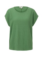 TOM TAILOR Damen T-Shirt in Crincle-Optik, grün, Gr.M