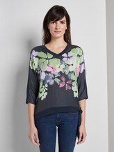 T-Shirt mit floralem Print im Material-Mix - Frauen - Sky Captain Blue T-Shirt mit floralem Print im Material-Mix - Frauen - Sky Captain Blue - 1 - TOM TAILOR