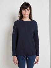 Strukturiertes Sweatshirt verstellbarem Bund - Frauen - Sky Captain Blue Strukturiertes Sweatshirt verstellbarem Bund - Frauen - Sky Captain Blue - 1 - TOM TAILOR