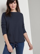 Strukturiertes Sweatshirt verstellbarem Bund - Frauen - Sky Captain Blue Strukturiertes Sweatshirt verstellbarem Bund - Frauen - Sky Captain Blue - 5 - TOM TAILOR